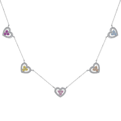 [Shinejoy Jewelry]Sparkling Five Heart Necklace