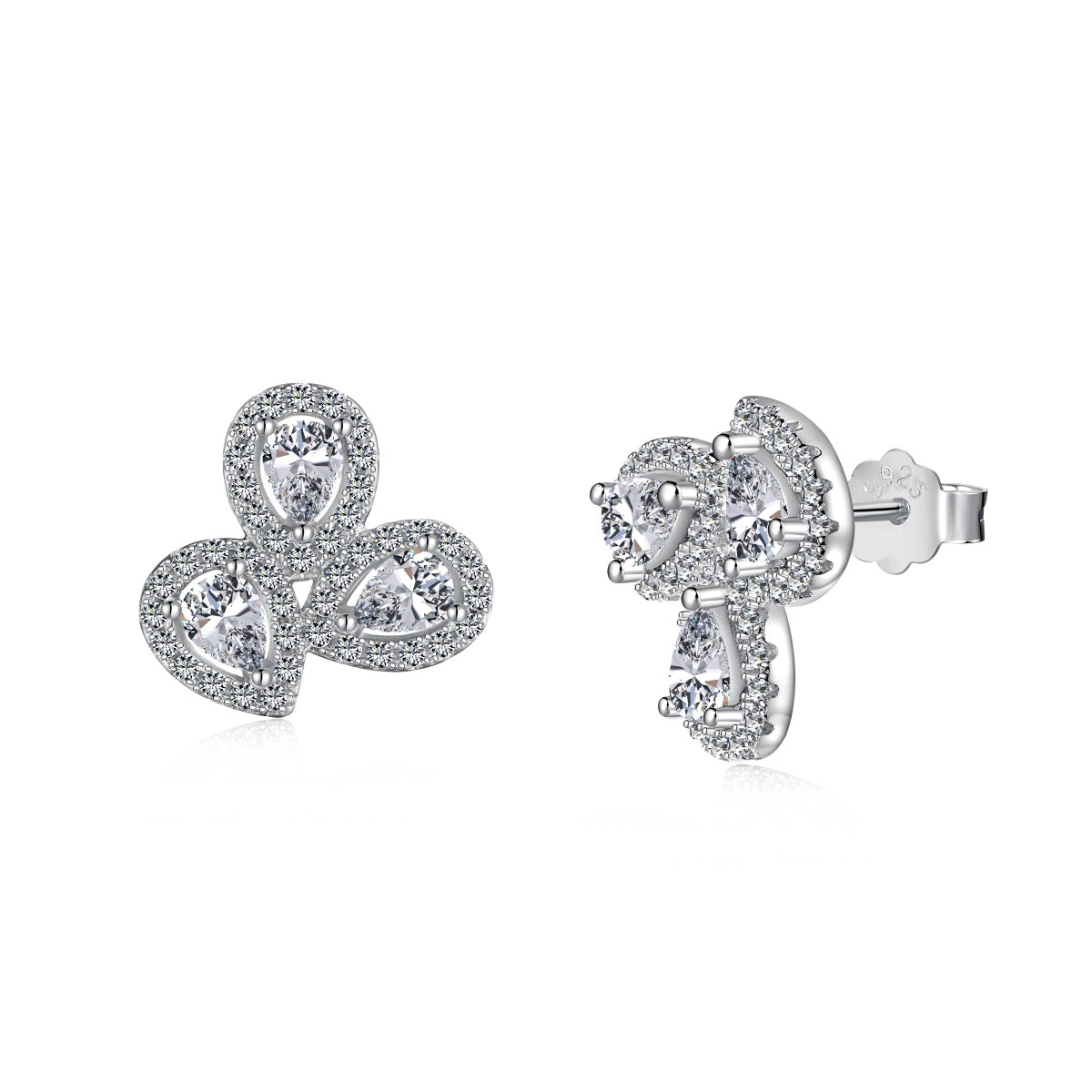 [Shinejoy Jewelry]Ornate Flower Shape Pear Cut Lover Earrings