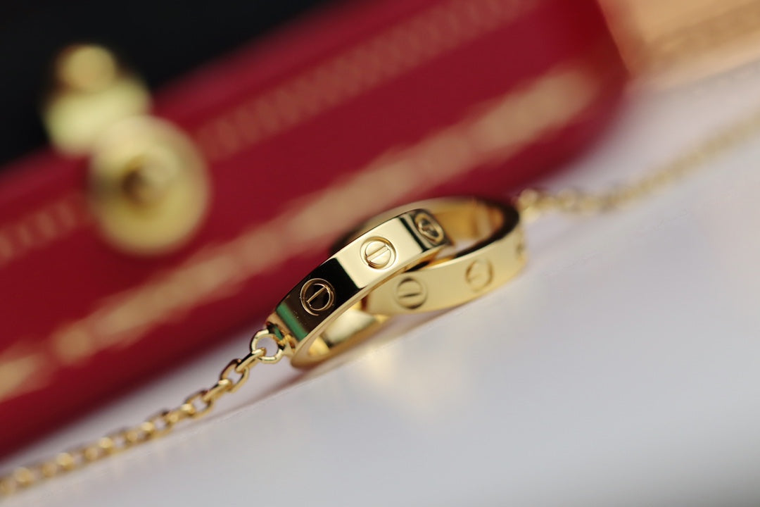 [Shinejoy]LOVE NECKLACE DOUBLE RING GOLD