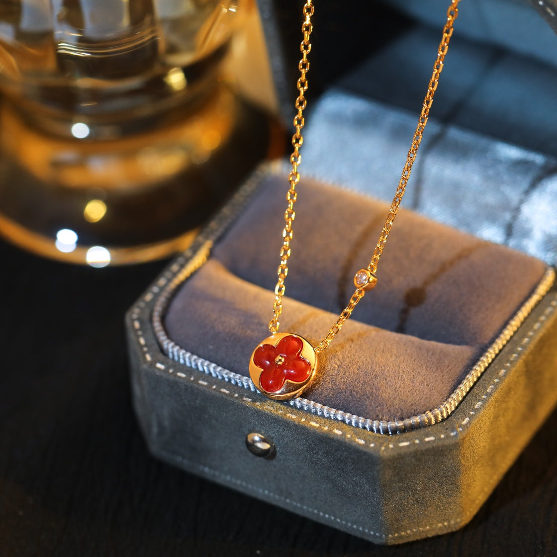 [Shinejoy]SUN PEDANT PINK GOLD 1 DIAMOND NECKLACE