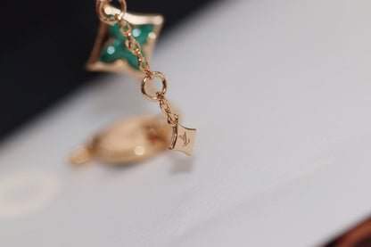[Shinejoy]STAR AND SUN 4 MOTIF PINK GOLD MALACHITE BRACELET