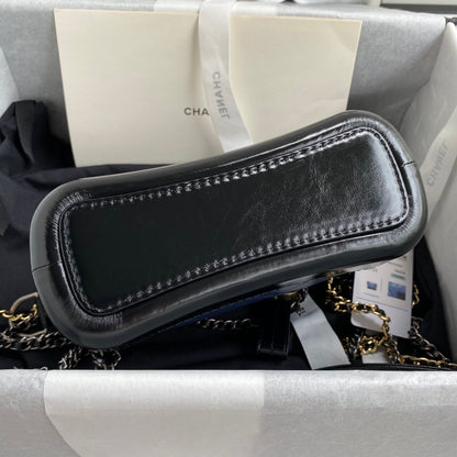 CC GABRIELLE MINI 20 HOBO BAG IN MIDNIGHT BLUE MIX BLACK CALFSKIN