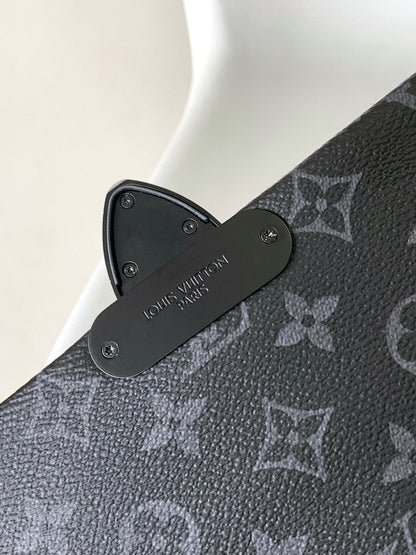 S-CAPE MESSENGER BAG 28 IN BLACK MONOGRAM ECLIPSE CANVAS