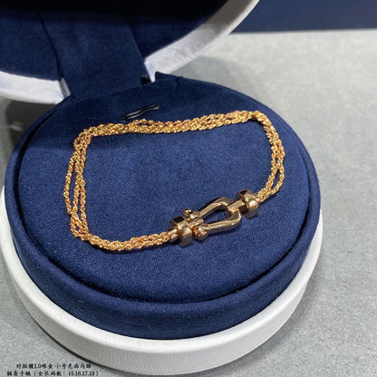[Shinejoy]FORCE SMALL HORSESHOE  DIAMOND CHAIN ROPE BRACELET