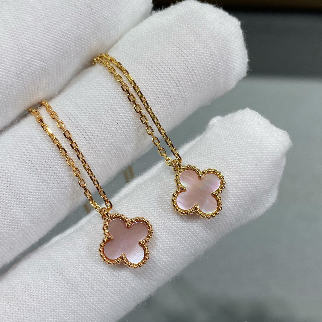 [Shinejoy]CLOVER 15MM PINK MOTHER-OF-PEARL SINGLE FLOWER NECKLACE