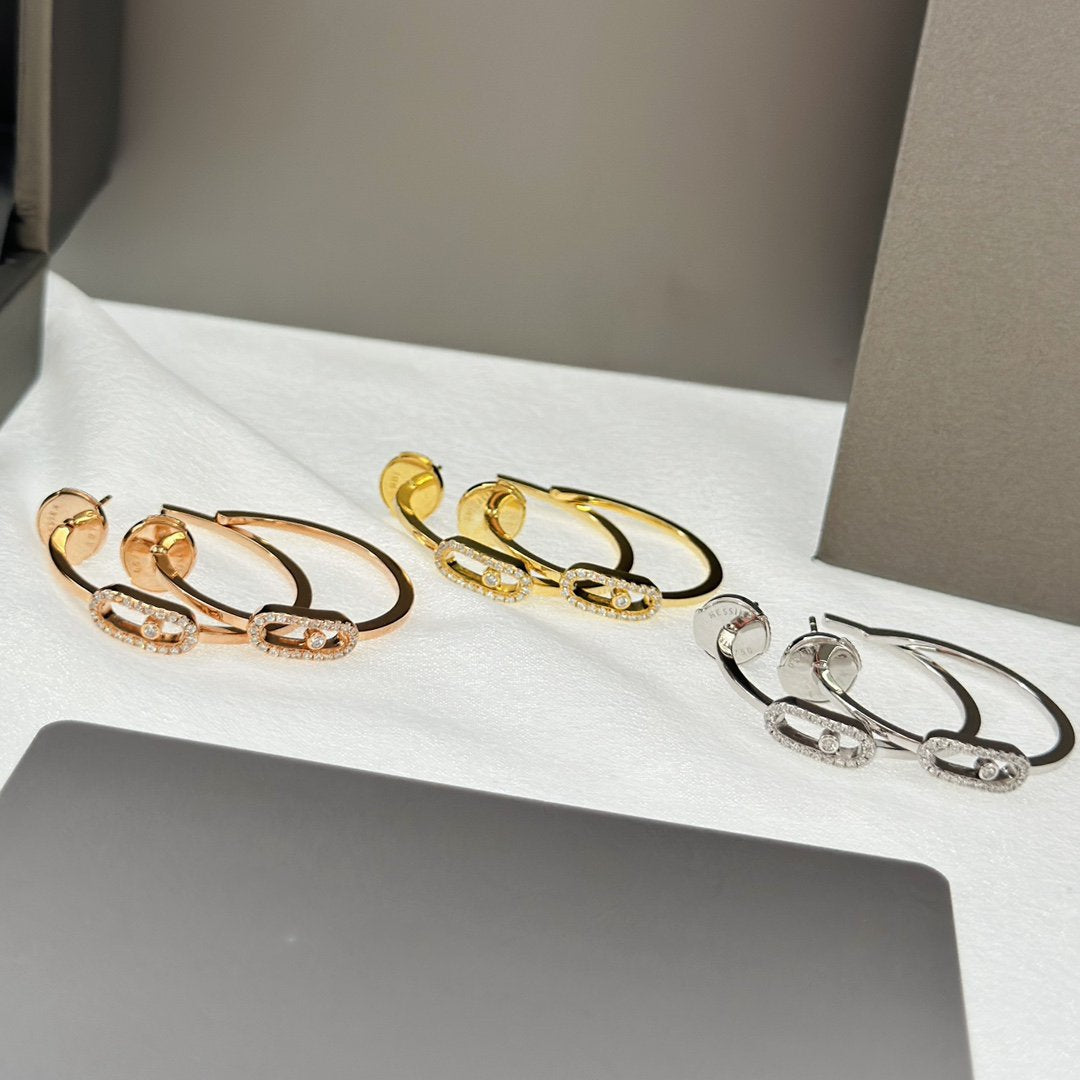 [Shinejoy]CREOLES MOVE UNO PM DIAMOND EARRINGS