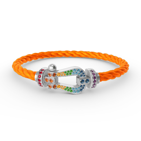 [Shinejoy]FORC LARGE HORSESHOE  COLORED DIAMOND BRACELET SILVER