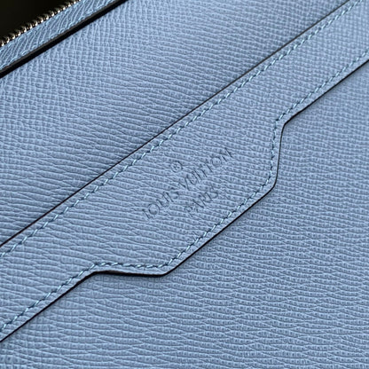 TRIO MESSENGER BAG 25 IN BLUE MONOGRAM COATED CANVAS AND CALFSKIN