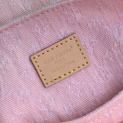 VENICE BACKPACK 24 IN PINK MONOGRAM DENIM GOLD HARDWARE