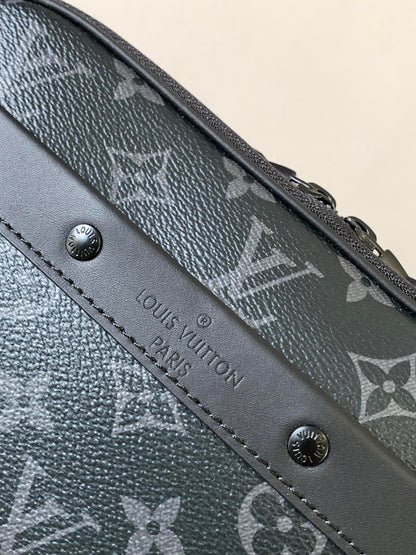 NANO ALPHA BAG 24 IN BLACK MONOGRAM ECLIPSE CANVAS AND COWHIDE