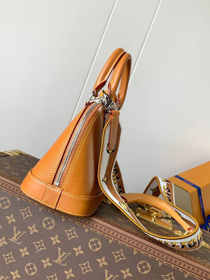 ALMA BB BAG 23 IN BRONZE BROWN GRAIN EPI COWHIDE