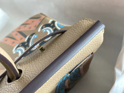 BIRKIN 25 BAG IN PEANUT BROWN CALFSKIN WITH COLORFUL STICKER (MADE-TO-ODER)
