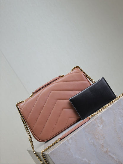 LOULOU SMALL 24 IN SALMON PINK SHEEPSKIN GOLD HARDWARE