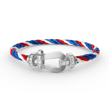 [Shinejoy]FORCE LARGE HORSESHOE HALF DIAMOND BRACELET SILVER